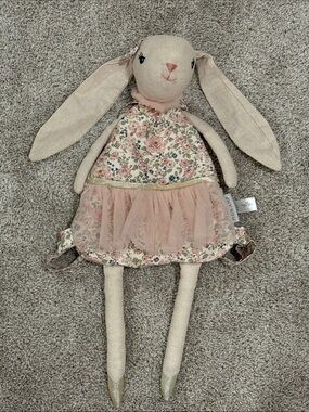 Mon Ami Pink Floral Bunny Doll with Tulle Skirt Backpack